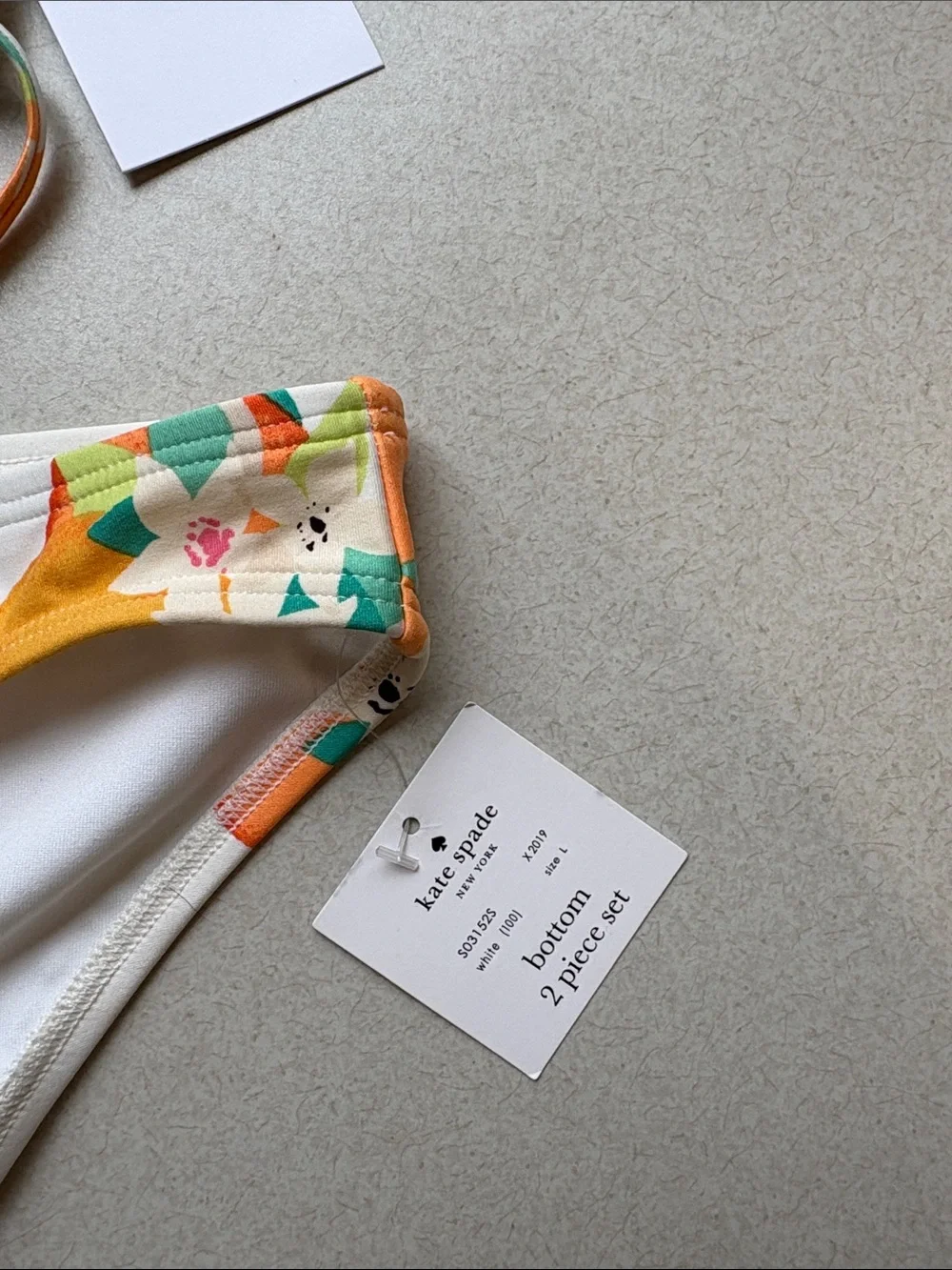 kate spade Cream Floral Bikini with Orange Accents